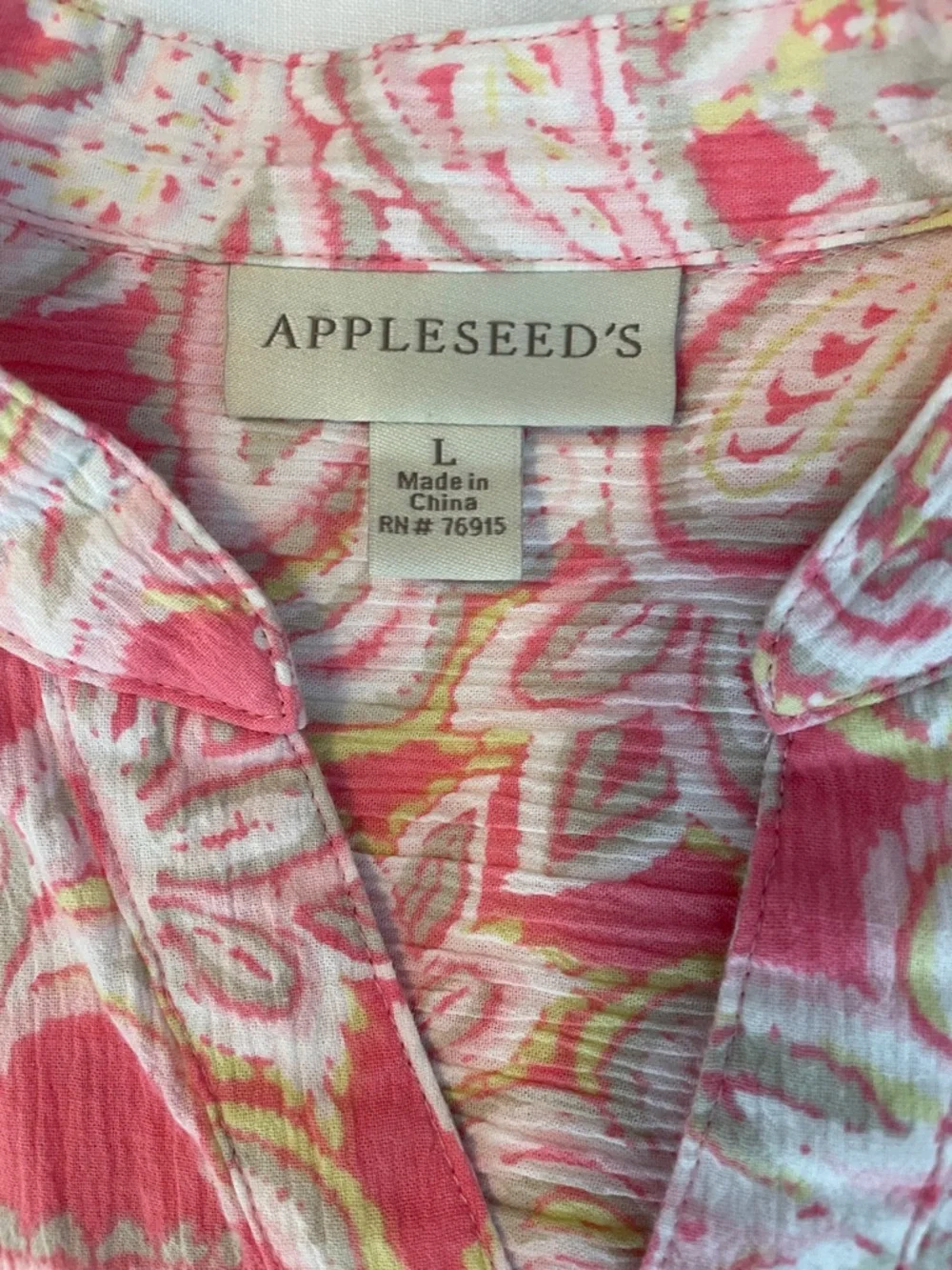 Appleseed's Coral Pink Paisley Button-Front Blouse - Picture 7 of 9